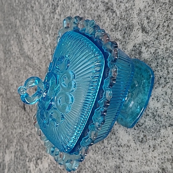 Indiana Blue Glass Covered Pedestal Dish - Picture 15 of 16